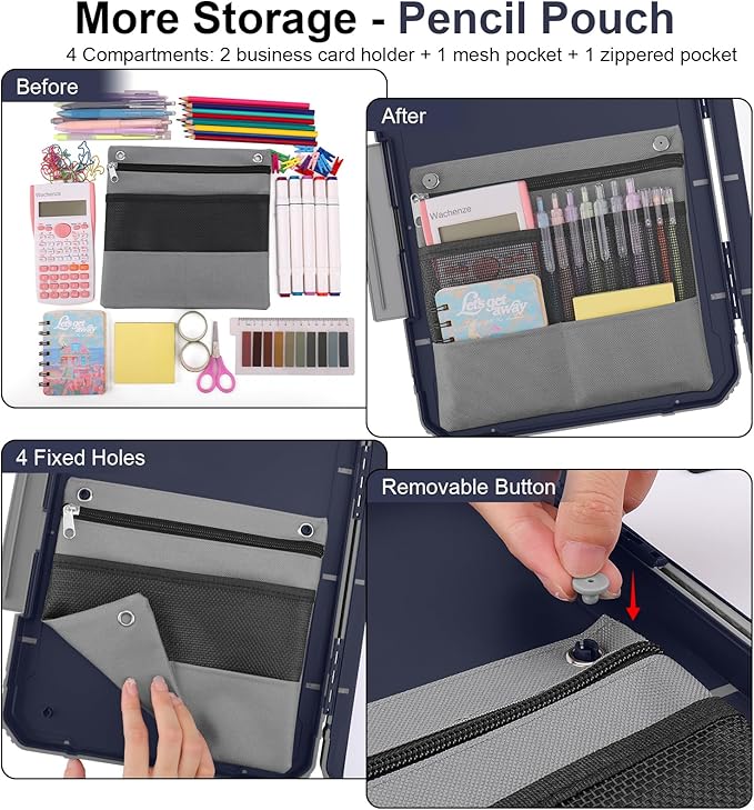 Thicker Clipboard with Storage, Internal Pen Pouch Included, A4 / Letter Size, High Capacity Organization Box for Teachers Nurses, Plastic Coated Clipboard Binder for School Office Supplies