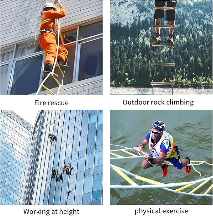 Emergency Fire Escape Ladder - 6.5FT Rope, Flame Resistant Safety Extension Ladder with 2 Hooks, Fast to Deploy Sturdy and Strong Portable and Reusable 2 Story,Weight Capacity up to 2000 Pounds