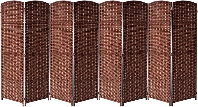 Sorbus 8 Panel Room Divider 6 ft. Tall - Privacy Screen, Extra Wide Double Hinged Panels, Diamond Double-Weaved, Partition Room Dividers and Folding Privacy Screens, Wall Divider for Room Separation