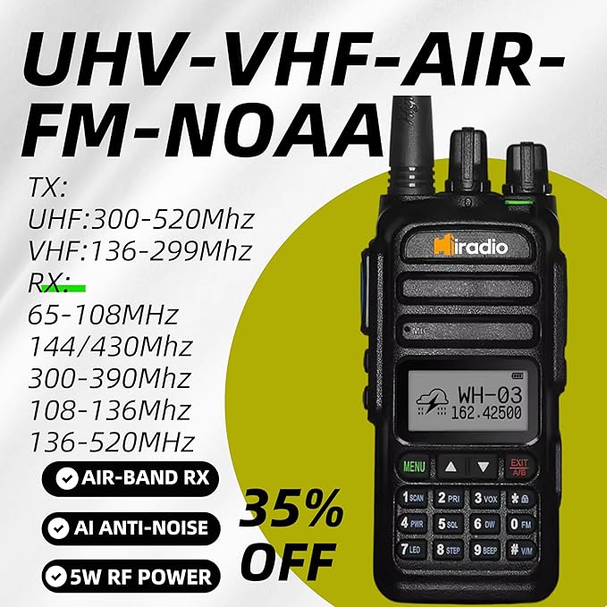 Y23UV-83 Professional Two-Way Radio, 128 Channel UHF VHF Handheld Walkie Talkie with NOAA Weather Alert, Dual Standby, VOX, FM Radio, USB-C Charging for Job Site, Outdoor