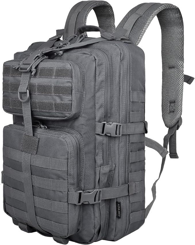 40L Military Tactical Backpack for Men, Tactical Laptop Backpack with Molle Waterproof, Army 3 Days Assault Pack & Bug Out Bag for Hiking (09-Gray)