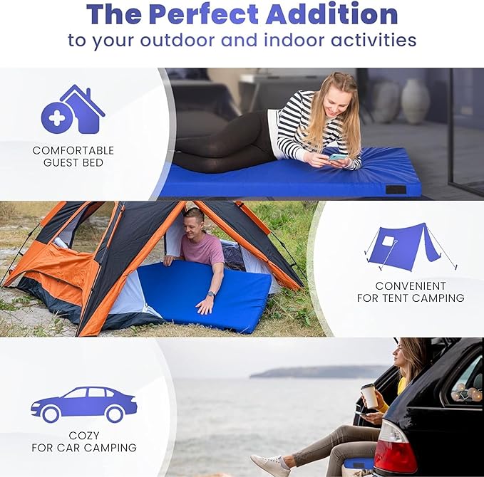 Hazli Matrix Memory Foam Camping Mattress Pad - Roll Up Mattress for Adults - Portable Cot Sleeping Pad for Camping - Floor Mat or Bed Roll for Car, SUV