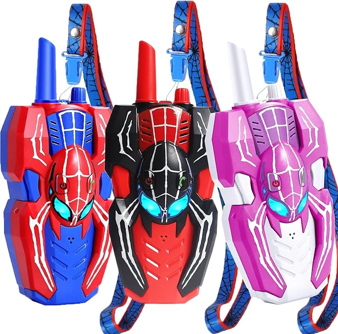 Walkie Talkies for Kids Long Range, Kids Walkie Talkies 3 Pack, Spider Toys for Boys 3-4 4-6 6-8 Outdoor Camping 2 Way Radio Toy, Birthday Toys for Ages 3-4 5-7 8-13 (3PCS)