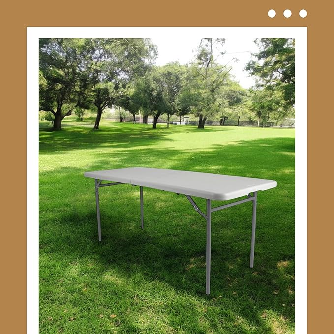 OEF Furnishings OEFCMFIH3060 Rectangular Commercial-Grade Premium Industrial Fold-in-Half Blow-Molded Folding Table with 18-Gauge Steel Frame and Thick Top (Rectangle, 30" × 60", Speckled Gray Top)