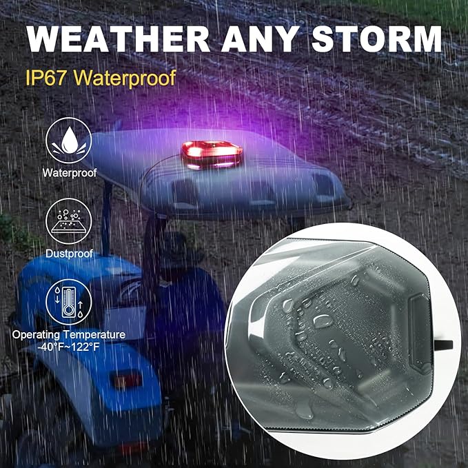 Agrieyes Magnetic Strobe Light for Trucks, 68 LED Amber Emergency Light Bar for Vehicles, Smoked LENS Beacon Flashing Warning Security Caution for Plow Snow Trailer Tractor Safety Waterproof Red Blue