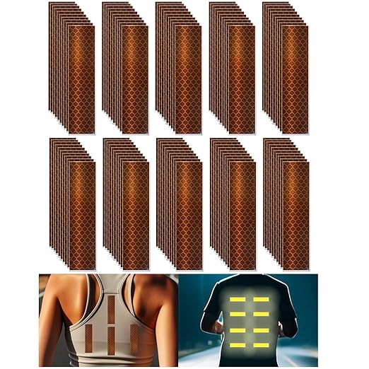 Non Fading Brown Reflective Stickers 1 inch X 4 inch, Outdoor Waterproof High Visibility Warning Safety Adhesive Reflector Tape (100 Pcs)