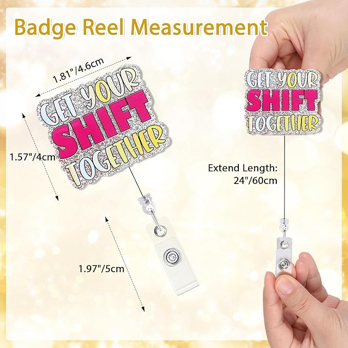 Get Your Shift Together Badge Reel with Alligator Clip Funny ID Badge Holders Cute RN LPN CNA MA PCT Badge Buddy Healthcare Medical Students Nurse Accessories for Work