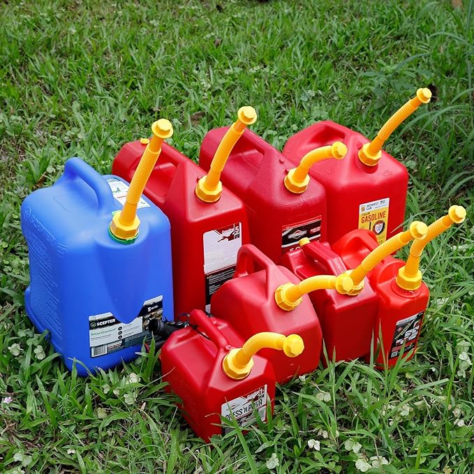 Gas Can Spout Replacement, Gas Can Nozzle Replacement (3 Kits-Yellow). for 1/2/5/10 gallon gas cans. Upgraded replacement gas can spout with flexible nozzle, vent cap, thick rubber pad, spout cover