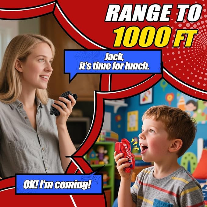 Vvinca Cool Walkie Talkies for Kids- Spider Toys for 3 4 5 6 7 8 9 10 Boys Kids Walkie Talkies 2 Pack Superhero Toys Outdoor Game Camping Travel Christmas Stocking Birthday Gifts