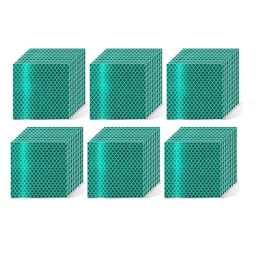 Green Reflective Stickers 3 inch X 3 inch, Outdoor Waterproof High Visibility Warning Safety Adhesive Reflector Tape (60 Pcs)