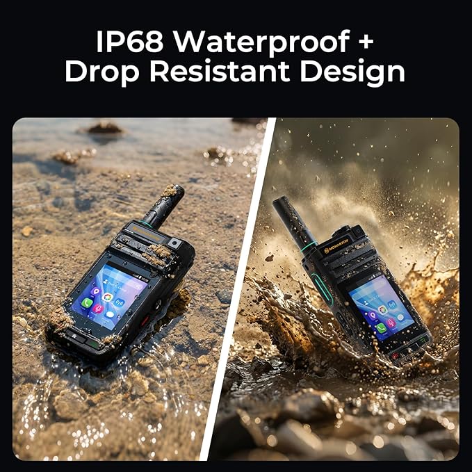 HP-87 PoC Android Rapid Walkie Talkies with Lifetime Free SIM, 4G LTE Global Unlimited Range Two-Way Radios, Fingerprint Unlock Radios Walkie Talkies with GPS, Voice Recorder, 2pcs