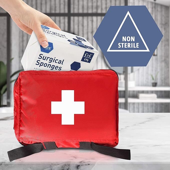 MED PRIDE Surgical Sponges 200 Pack 4'' x 4'', 8 ply -Gauze Pads Non sterile -First Aid Wound Care Dressing Sponge Woven Medical Nonstick, Non Adherent Mesh Scrubbing Bandages Disposable, Absorbent