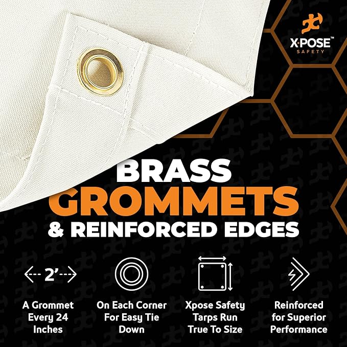 Xpose Safety 10oz White Canvas Tarps 20' x 40' – Bulk Full Pallet (20 Packs) – Multipurpose Heavy Duty Water-Resistant Tarpaulin with Brass Grommets for Camping, Canopy & Equipment Protection