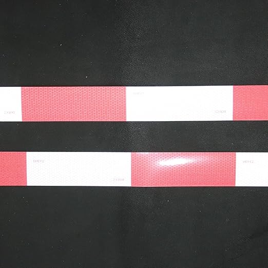 Red and White Reflective Tape 2 inch X 185 feet, Outdoor Waterproof Hazard Conspicuity Warning Industrial Marking Tape