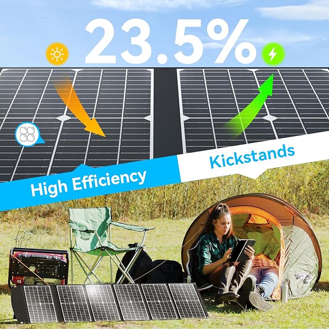 Extremely Lightweight and Compact Foldable Ecosonique 100W Portable Solar Panels Charger for Camping Power Station, Solar Generators, Cell Phones with USB QC3.0, Type-C PD3.0, Anderson and XT60 DC 20V