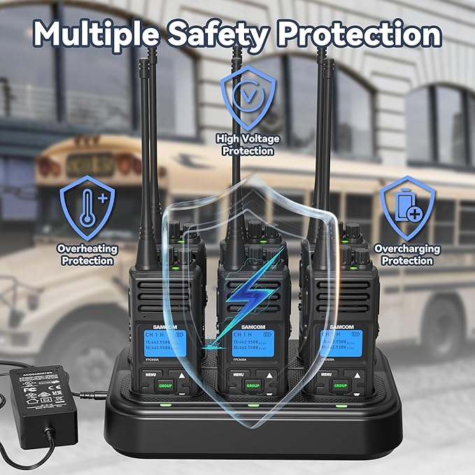 SAMCOM Six Way Charger Multi Unit Charger Station Compatible for FPCN30A Walkie Walkie Talkies and 1500mAh Battery, 6-in-1 Charging Base with Removable AC Adapter Cable (1 Pack, Not Included Radios)