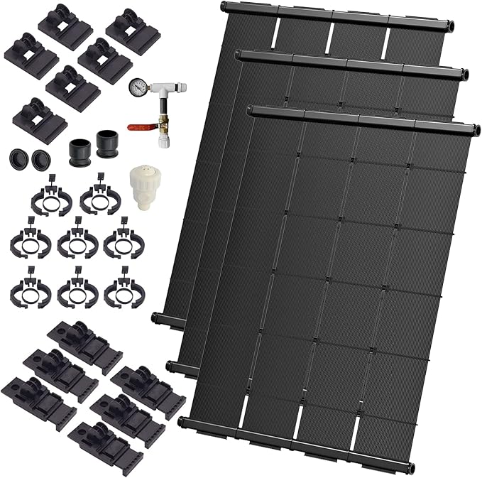 Industrial Grade Solar Pool Heater DIY Kit - Superior High-Wind Strapless Mounting System & Maximum Freeze Resistance (3-4'x12.5' / 150 Square Feet)