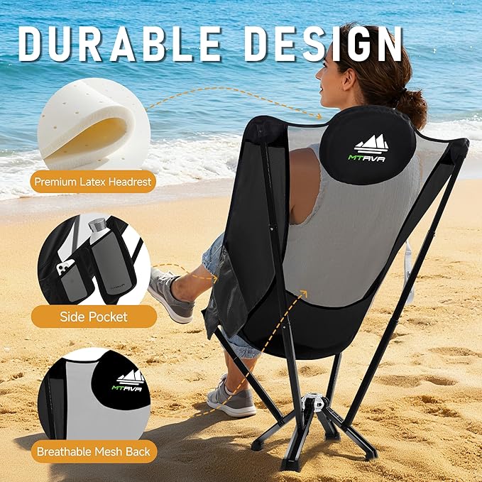 High-Back Camping & Indoor Chair — Full Back Support for Long Sitting, Stable Aluminum Frame, Anti-Slip Feet, Folding Chair for Home, RV & Outdoor Use