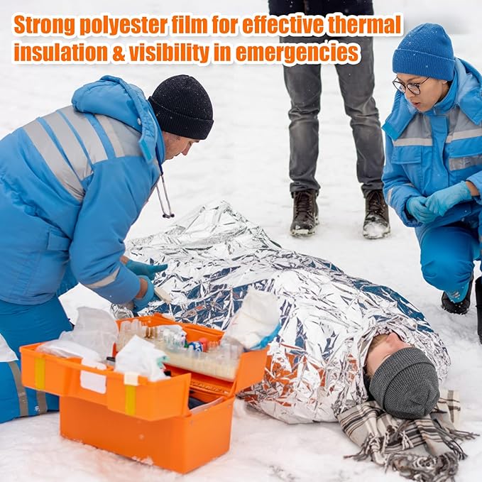 200 Pcs Emergency Blanket Beanie Hat Bulk Homeless Package Care Supplies Survival Kit for Cold Weather Outdoor Camping Hiking (Bright)