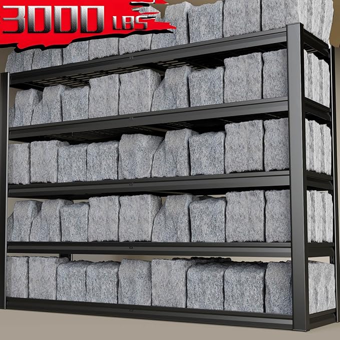 5-Tier Storage Shelves, 68" W Garage Shelving Heavy Duty Metal Adjustable Garage Shelves, Shelving Units Industrial Shelving for Warehouse, 68" W x 20" D x 84" H,2 Pack