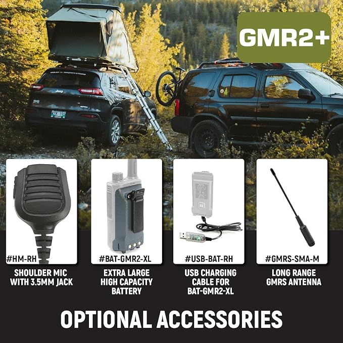 Rugged Radios 2 Pack GMR2 Plus GMRS Handheld Two Way Radio Grey 2 Watt Long Range Walkie Talkie for Hiking Off Roading Events Warehouse Communication