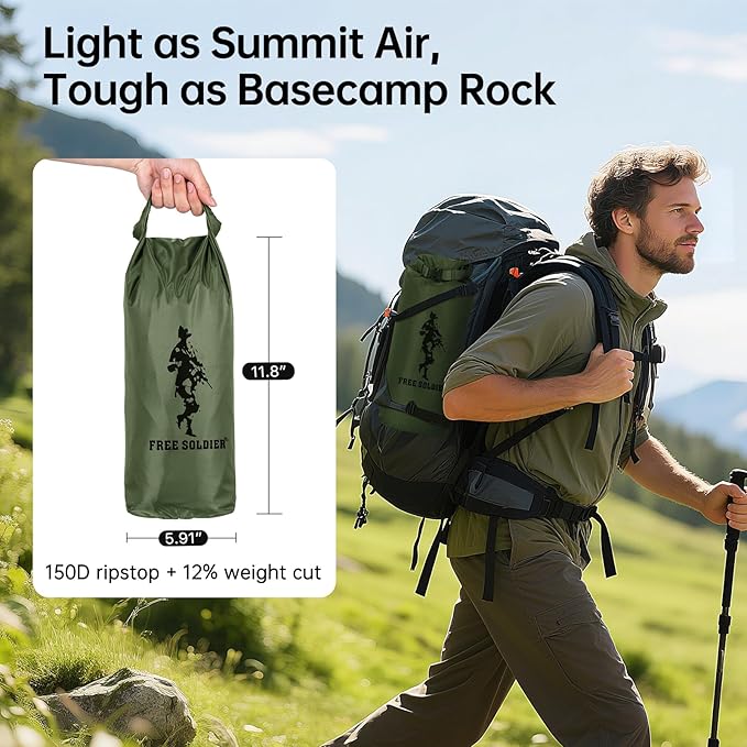 FREE SOLDIER Camping Tarp Waterproof Portable Multifunctional Outdoor Camping Traveling Awning Backpacking Shelter Rain Tarp (Dark Green 13×13ft)