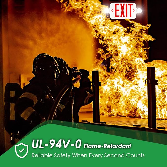 Gruenlich LED Exit Sign Combo with Emergency Lights, Adjustable Heads and Double Sided, Battery Backup, UL 924 Qualified, AC 120-277V, Commercial Emergency Exit Light for Business- 4 Pack