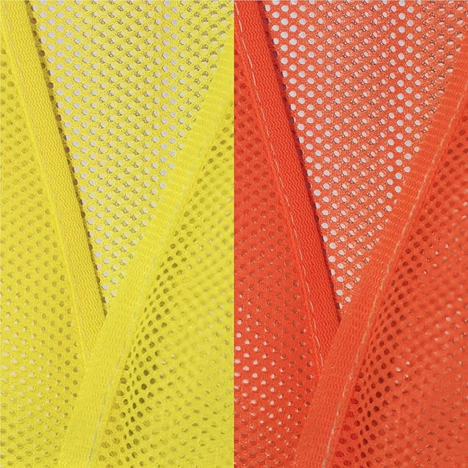 PeerBasics Safety Vests 5 Pack - Orange Reflective High Visibility, Men Women