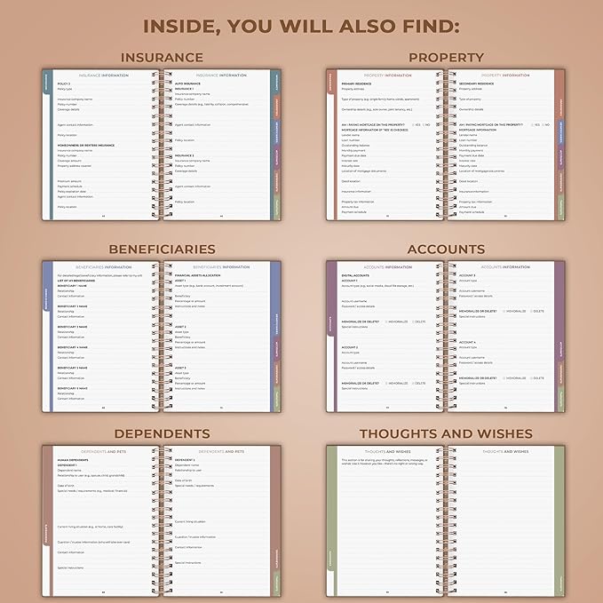 Clever Fox When I Die Planner With Pockets for Documents – End-of-Life Organizer Binder for Important Personal Info & Final Wishes (Brown)