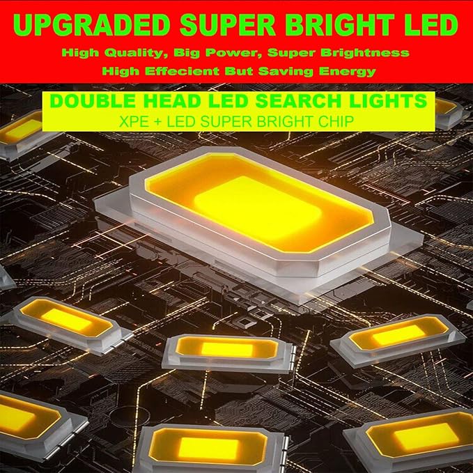 Rechargeable LED Searchlight Flashlight, LED Spotlight Big Power Capacity 12000LM 20h Ultra-Long Standby 7 Lights Modes Camping Work Light, Waterproof for Home, Outdoor (35LEDs)