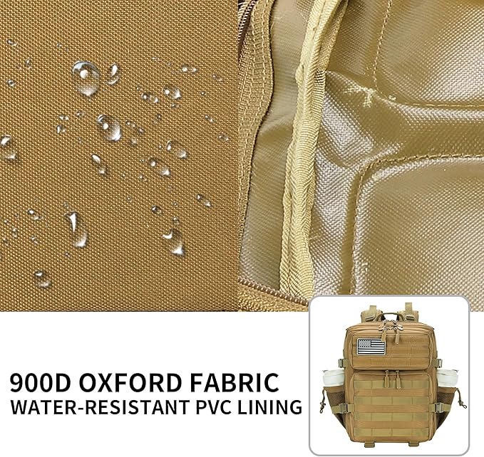 25L Military Tactical Backpack Small Assault Pack Molle Daypack for Men and Women for Work Travel Gym Outdoor Hiking Camping (Khaki)