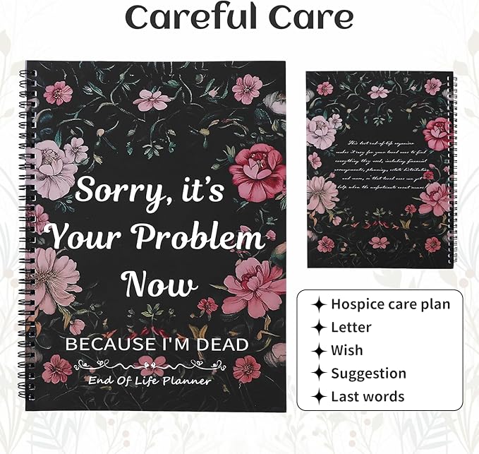 Motthjcw End of Life Planner, Estate Planning Organizer, Sorry It's Your Problem Now Because I'm Dead, End of Life Planner Organizer Binder, Final Wishes and Arrangements Emergency Binder (Colorful)