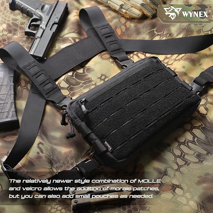 WYNEX Tactical Chest Rig Pack for Men, Running Chest Bag with Front Loop Recon Chest Rigs for Hunting Outdoor EDC