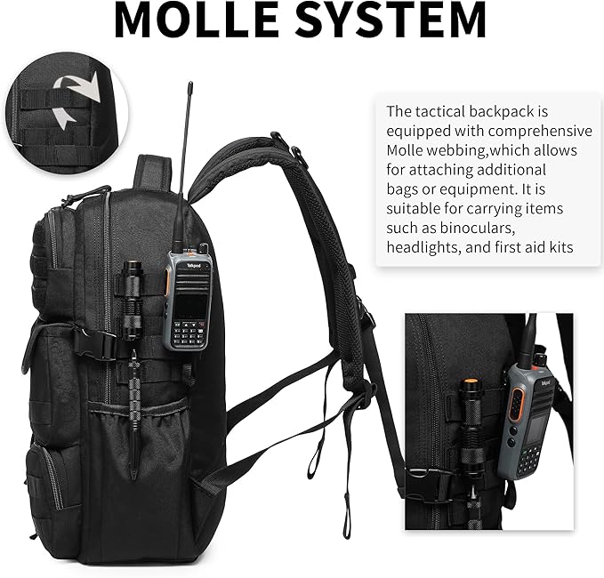 Wotony Tactical Backpack - Military waterproof backpack with multiple pockets and tactical gear for the outdoors (Green Leaf, 30L)