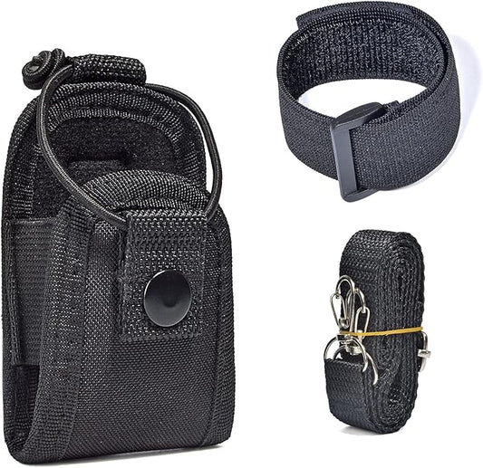 Universal Radio Case, Nylon Holder Holster Case Pouch Accessories with Arm Strap and Shoulder Strap for Baofeng UV5R Midland Motorola Talkabout Cobra Retevis Walkie-Talkie (Pack of 2)