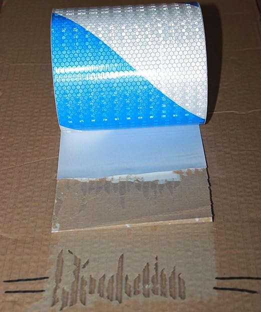 Reflective Tape Blue White 6 inch Wide for Bikes, Outdoor Waterproof High Visibility Safety Warning Adhesive Strips (66 feet)