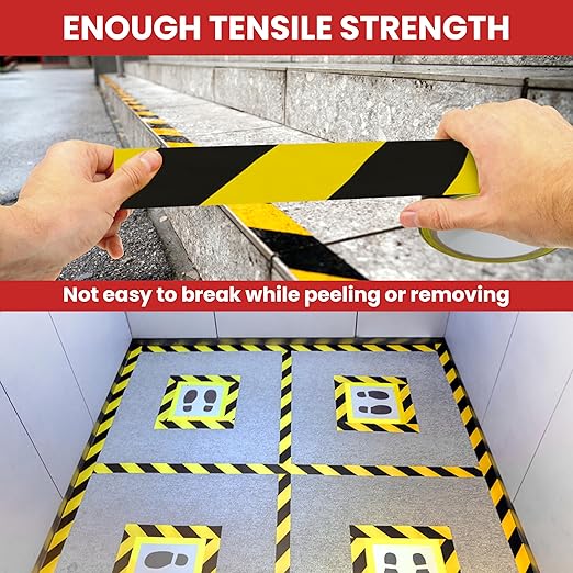 GGR Supplies SST-618C Black & Yellow Hazard Warning Safety Stripe Tape: 1/2" in. Wide x 18 yds.