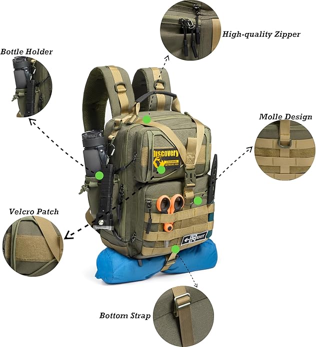 NICGID Tactical Military Backpack Daypack Molle Army Assault Pack Bug Out Bag Travel Fishing Hiking Trekking Rucksack