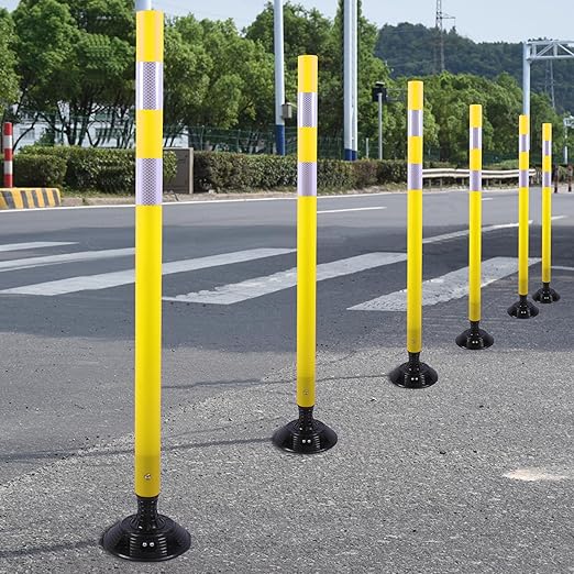 OrangeStar 8 Pack Delineator Post 48" Yellow Traffic Delineator Cones with Fixable Base for Road Safety, Parking Lots