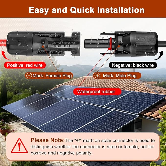 Solar to DC 8mm Charge Extension Cable 100FT,12AWG+14AWG Solar Cable with Solar Panel Connector to DC7909/8020 Compatible with Anker,GZ Yeti,BLUETT,Jackery Portable Power Station