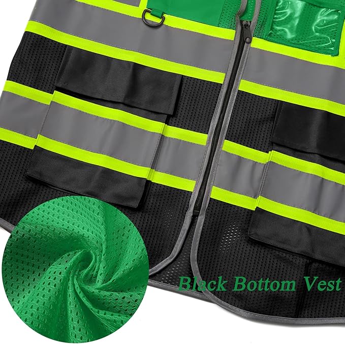 BeautyWill 10 Pack Custom Logo Safety Vest ANSI Class 2 High Visibility Reflective Vest Personalized Construction Vest Bulk