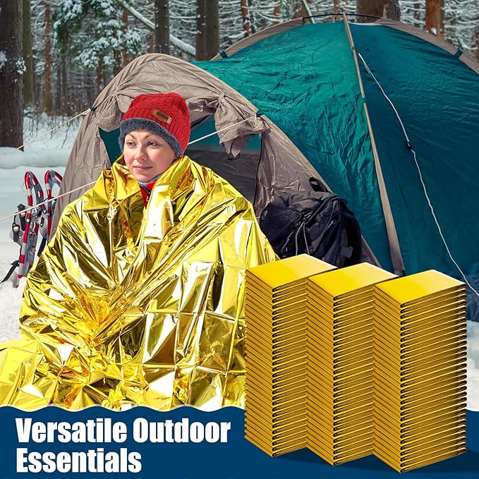 200 Pcs Emergency Blanket Beanie Hat Bulk Homeless Package Care Supplies Survival Kit for Cold Weather Outdoor Camping Hiking (Stylish)