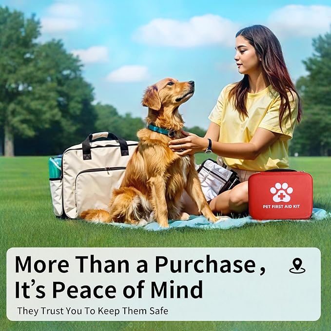 First Aid Kit for Dogs and Cats - 25 Piece Pet Emergency Kit for Travel, Home & Outdoor Use with Foldable Carry Case, Medical Supplies for Wound Care, Safety & Survival