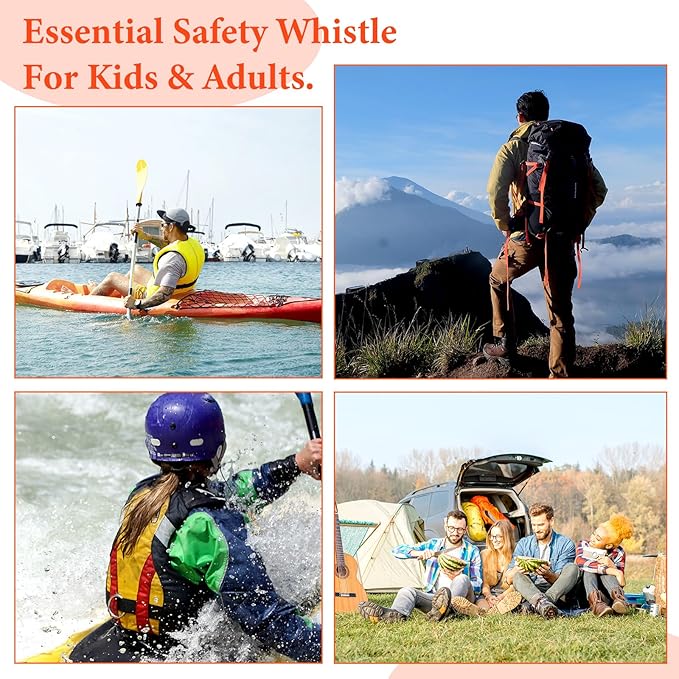 Sibba Emergency Whistles 10 PCS Super Loud Survival Safety Whistles with Reflective Lanyard 120dB Orange Plastic Whistle for Life Vest Kayak Hiking Camping Outdoor Emergency Signaling Lifeguard