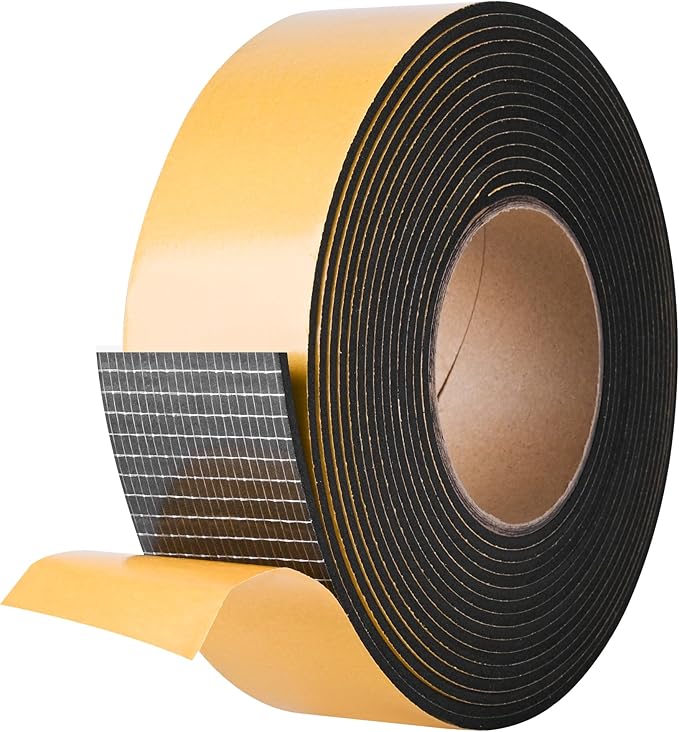 Self Adhesive Foam Tape Weatherstrip 2in x 1/8in x 20Ft High Density Foam Insulation Strips Foam Seal Weather Stripping with Strong Adhesive for Door and Window Sound Isolation Soundproofing
