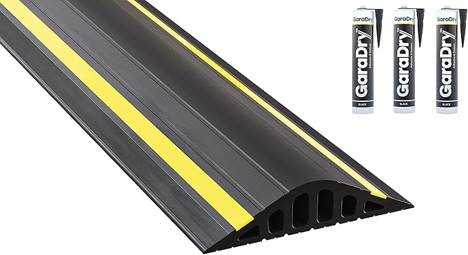 1 ½" High Garage Door Flood Barrier Threshold Kit (20'3") | Flexible PVC | Complete Kit Includes 3 Adhesives | GaraDry