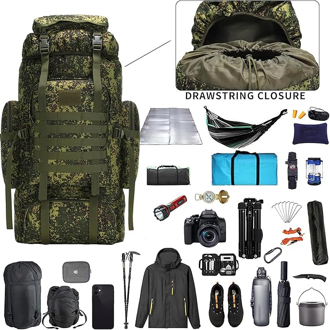 Hiking Backpack for Men 70L/100L Camping Backpack Military Rucksack Molle 3 Days Assault Pack for Climbing