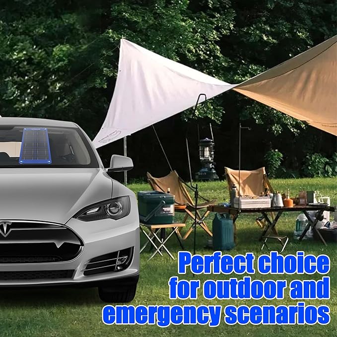 OYMSAE 15W 12V Solar Trickle Charger Maintainer, Waterproof Portable Solar Panel Battery Charger Kit with Cigarette Lighter Plug & Alligator Clips for Car, RV, Truck, Boat, Motorcycle, Marine