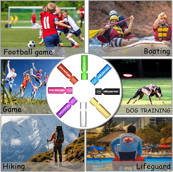 10Pcs Custom Emergency Whistles, Personalized Aluminum Safety Survival Whistle with Keychain, Engraved Name or Logo, Double Tube High Pitch for Outdoor Camping, Hiking, Boating, Fishing