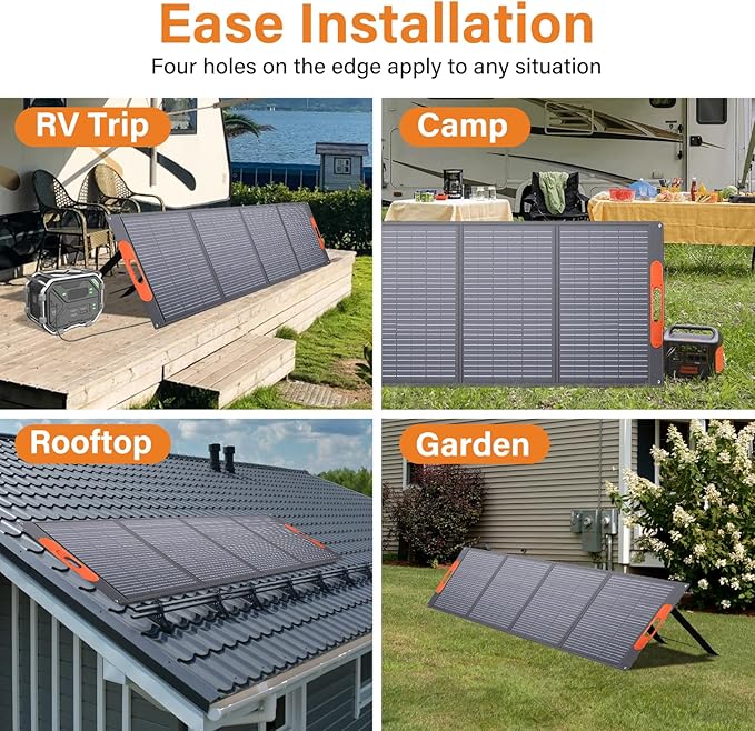 400W Foldable Solar Panel, Monocrystalline Solar Panel, Waterproof ETFE Surfaces (IP67), 24% Conversion Rate, Includes 4-in-1 MC4s Adapter Cable, Ideal for Powers Stations, RVs, Hiking, Camping